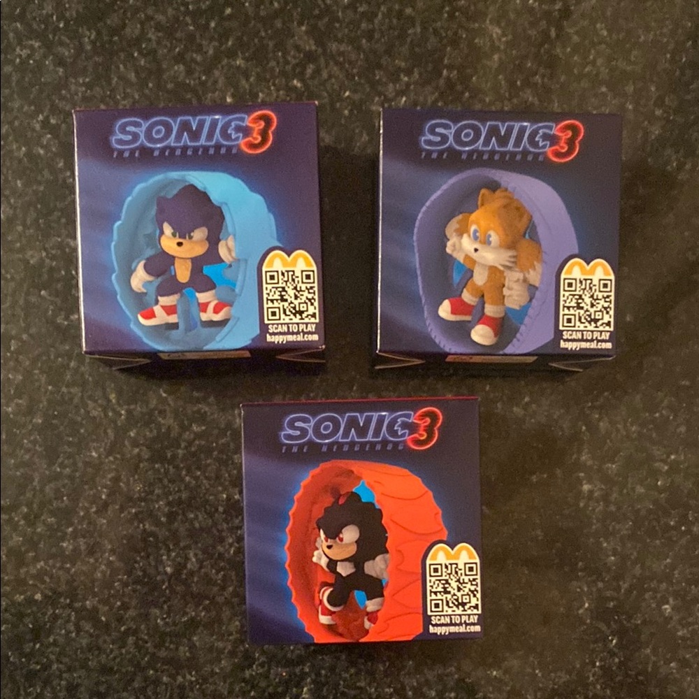 Sonic 3 Happy Meal Toys Bundle Of 3